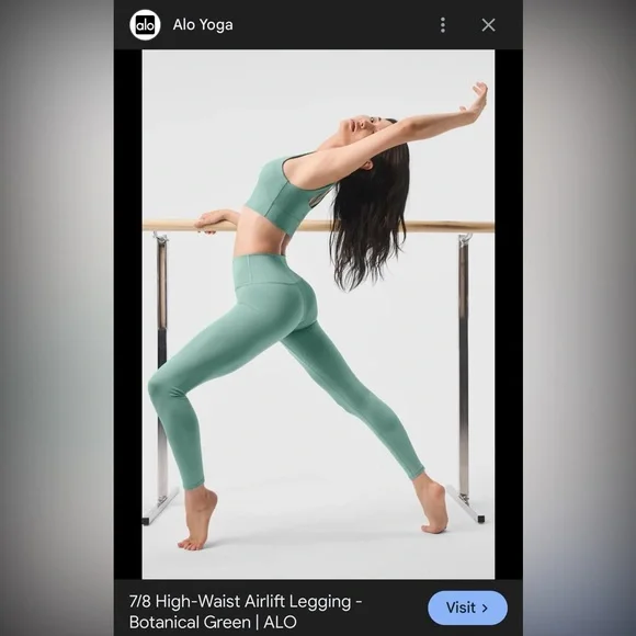 Alo Yoga Airbrush 7/8 High-Waist Leggings Botanical Green Size Medium NWOT - Picture 3 of 8